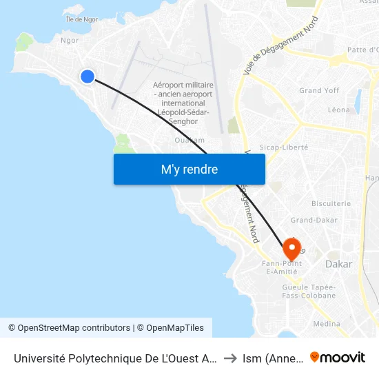 Université Polytechnique De L'Ouest Africain to Ism (Annexe) map