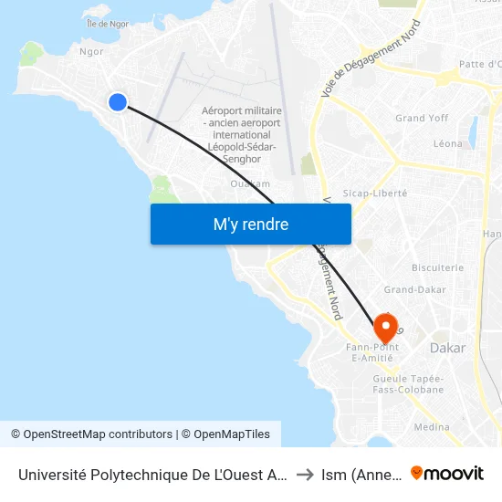 Université Polytechnique De L'Ouest Africain to Ism (Annexe) map