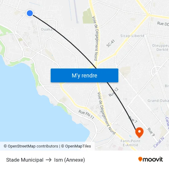 Stade Municipal to Ism (Annexe) map