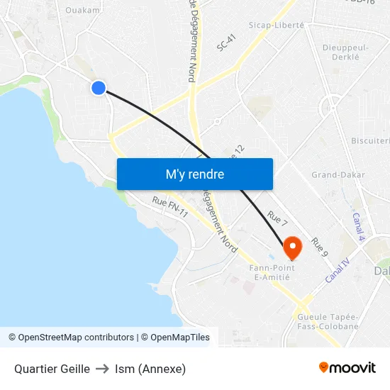 Quartier Geille to Ism (Annexe) map