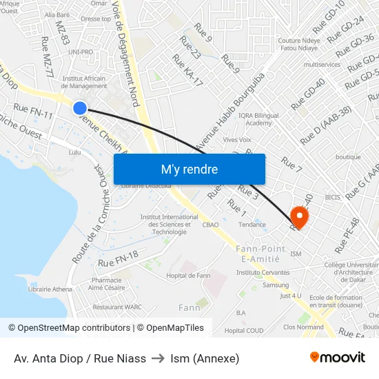 Av. Anta Diop / Rue Niass to Ism (Annexe) map
