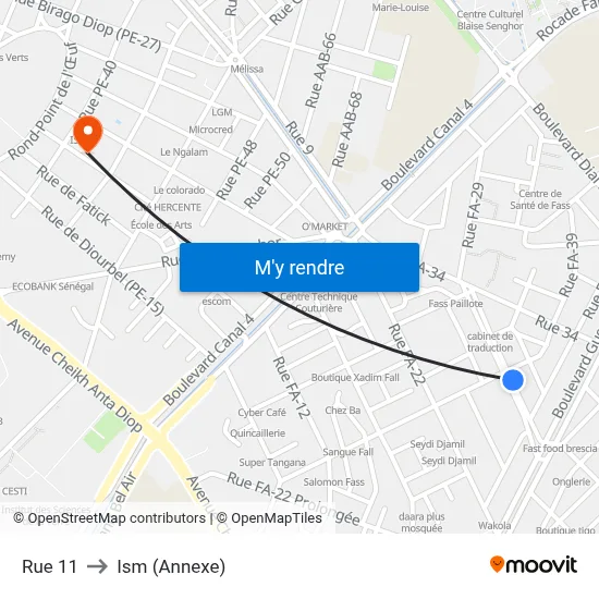 Rue 11 to Ism (Annexe) map