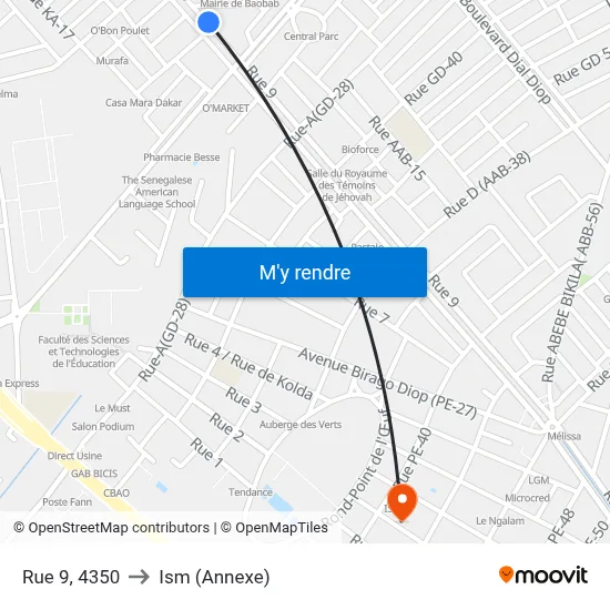 Rue 9, 4350 to Ism (Annexe) map