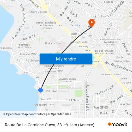 Route De La Corniche Ouest, 33 to Ism (Annexe) map