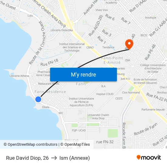 Rue David Diop, 26 to Ism (Annexe) map