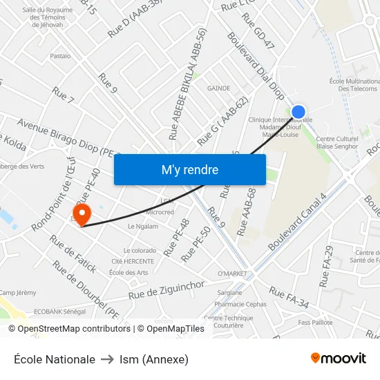 École Nationale to Ism (Annexe) map