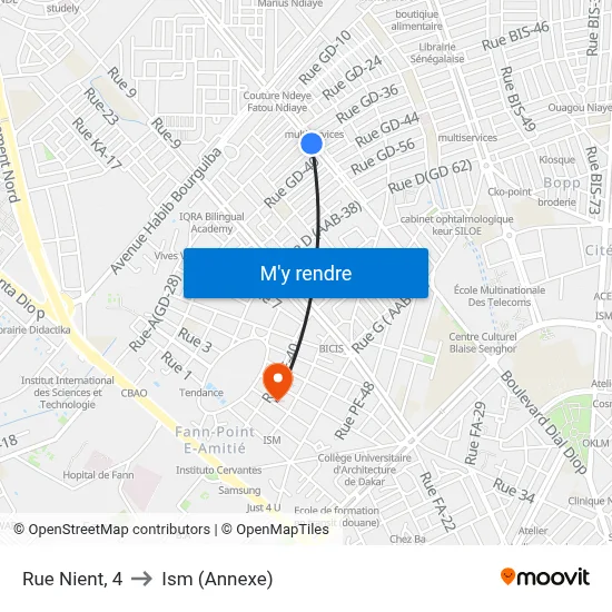 Rue Nient, 4 to Ism (Annexe) map