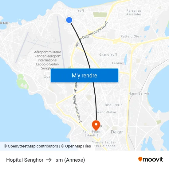 Hopital Senghor to Ism (Annexe) map