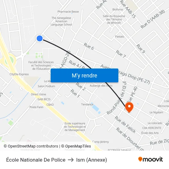 École Nationale De Police to Ism (Annexe) map