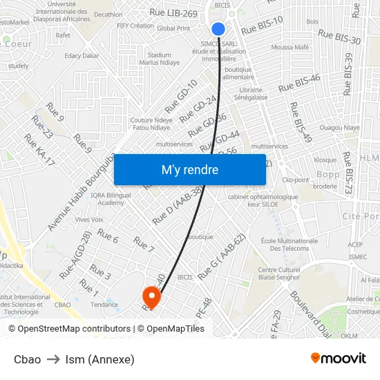Cbao to Ism (Annexe) map