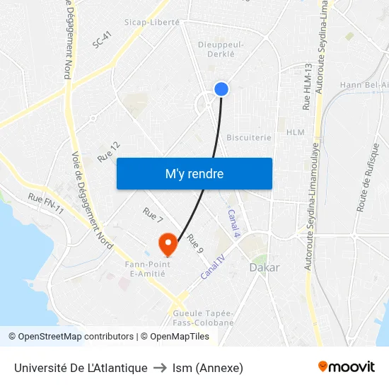 Université De L'Atlantique to Ism (Annexe) map