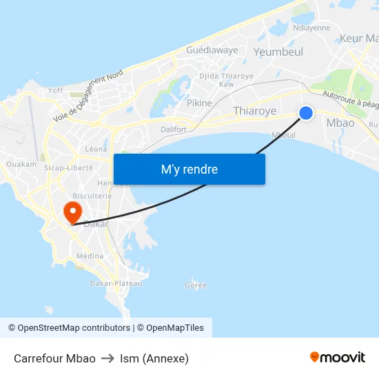 Carrefour Mbao to Ism (Annexe) map