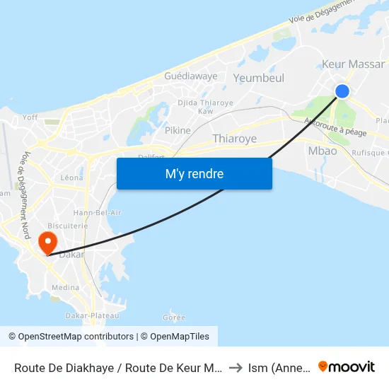 Route De Diakhaye / Route De Keur Massar to Ism (Annexe) map