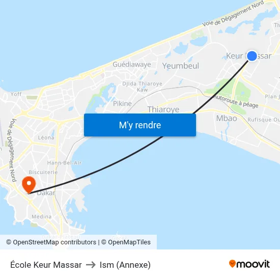 École Keur Massar to Ism (Annexe) map