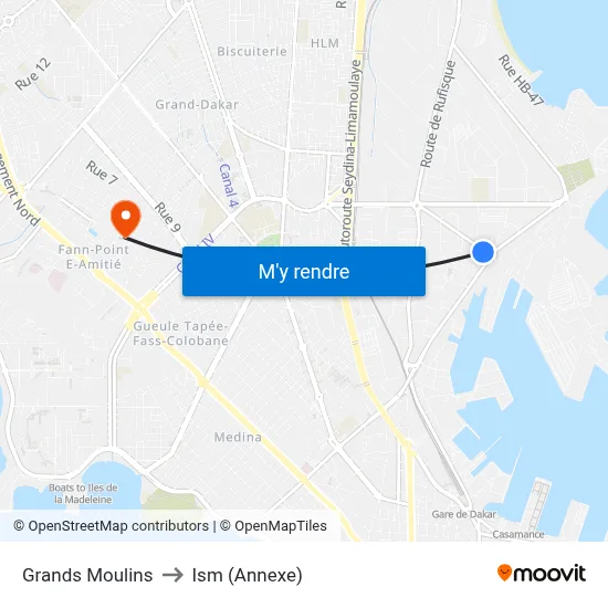 Grands Moulins to Ism (Annexe) map