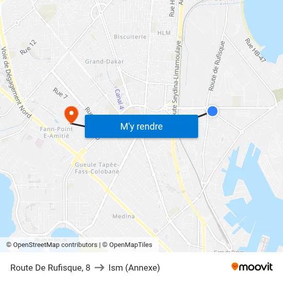 Route De Rufisque, 8 to Ism (Annexe) map