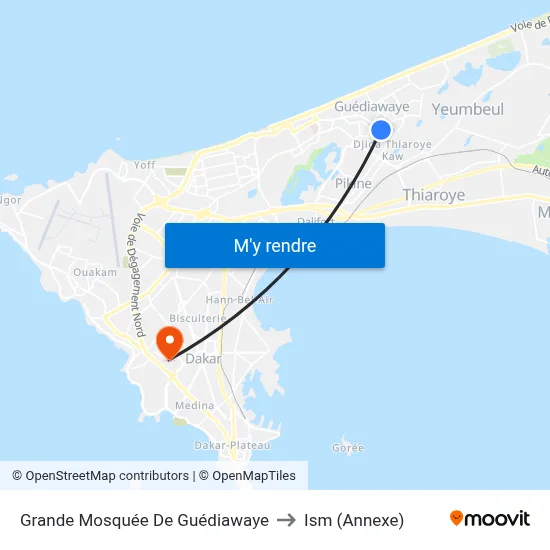 Grande Mosquée De Guédiawaye to Ism (Annexe) map