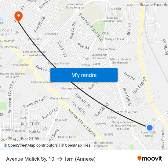 Avenue Malick Sy, 10 to Ism (Annexe) map