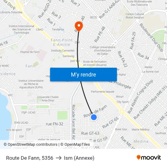 Route De Fann, 5356 to Ism (Annexe) map