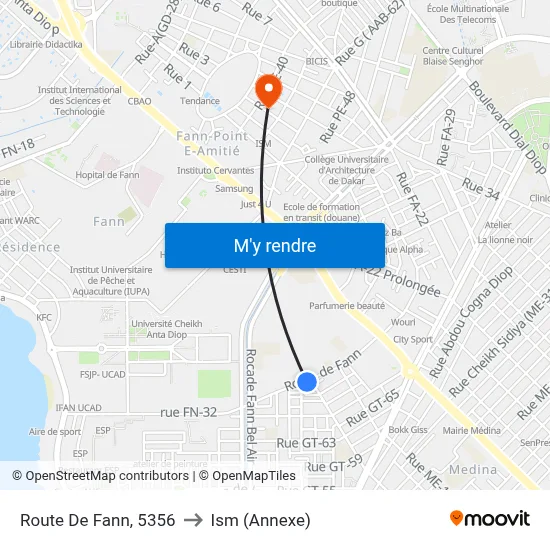 Route De Fann, 5356 to Ism (Annexe) map