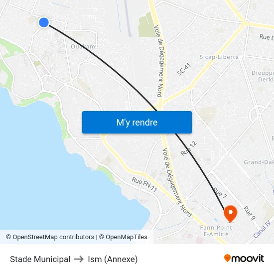 Stade Municipal to Ism (Annexe) map