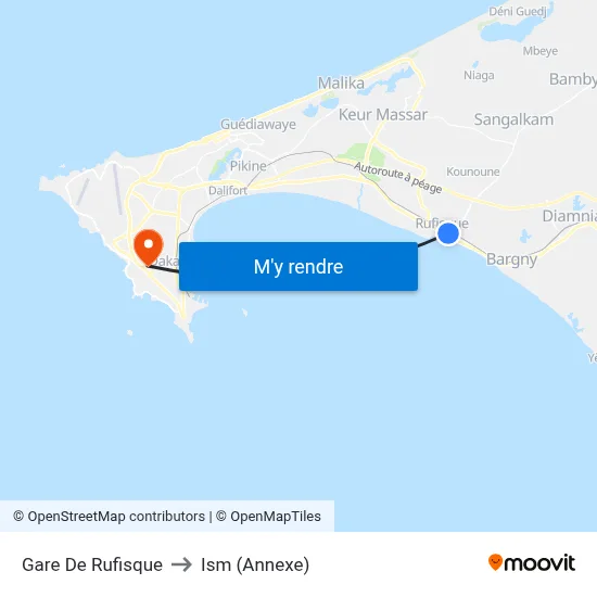 Gare De Rufisque to Ism (Annexe) map