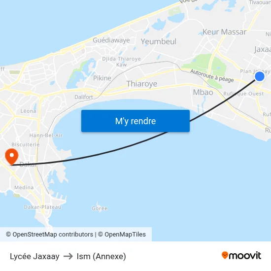 Lycée Jaxaay to Ism (Annexe) map