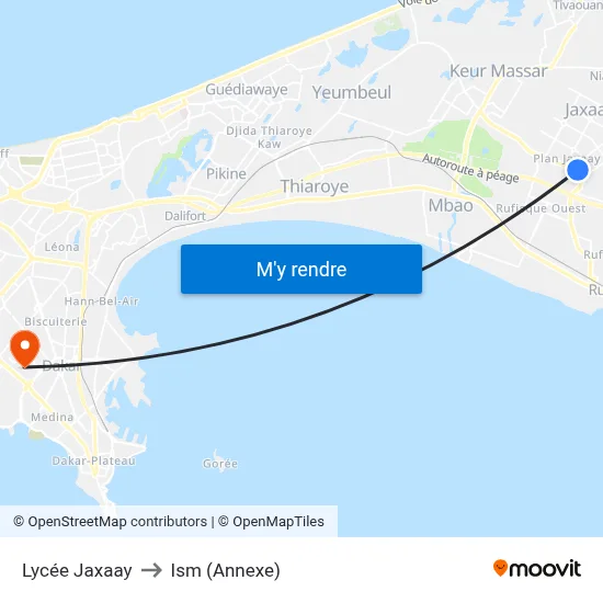 Lycée Jaxaay to Ism (Annexe) map