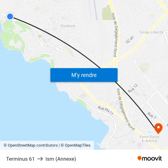 Terminus 61 to Ism (Annexe) map