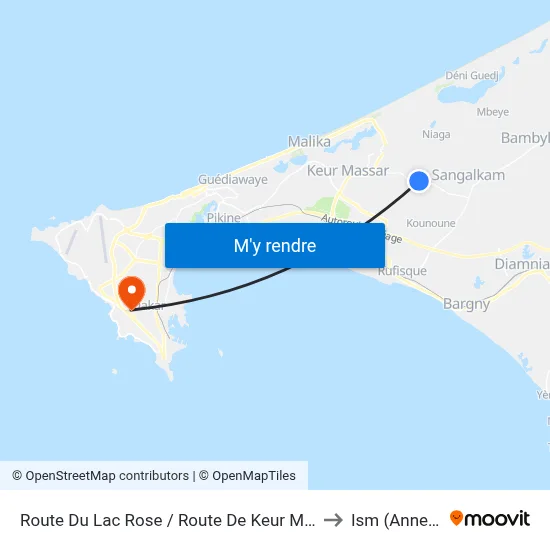 Route Du Lac Rose / Route De Keur Massar to Ism (Annexe) map