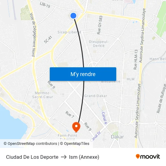 Ciudad De Los Deporte to Ism (Annexe) map