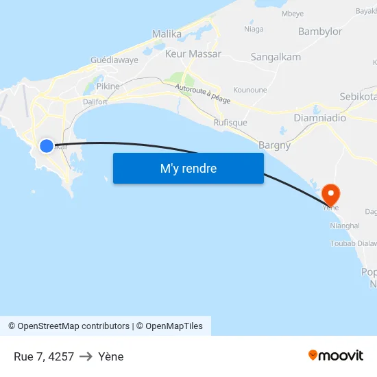 Rue 7, 4257 to Yène map