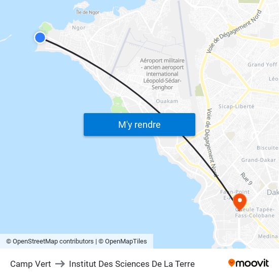 Camp Vert to Institut Des Sciences De La Terre map
