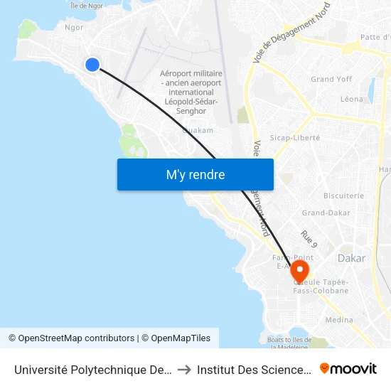 Université Polytechnique De L'Ouest Africain to Institut Des Sciences De La Terre map