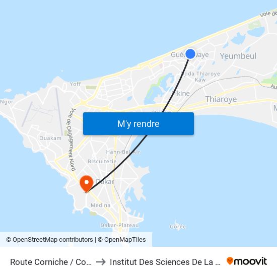 Route Corniche / Correa to Institut Des Sciences De La Terre map