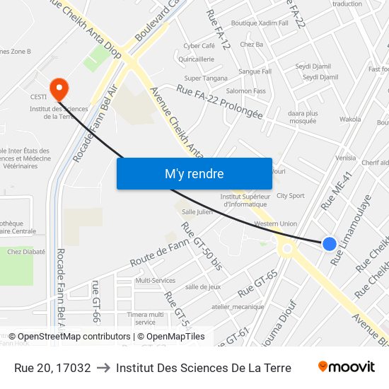 Rue 20, 17032 to Institut Des Sciences De La Terre map