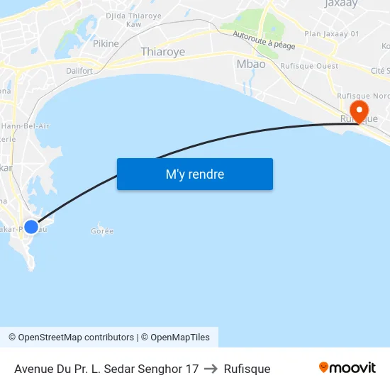 Avenue Du Pr. L. Sedar Senghor 17 to Rufisque map
