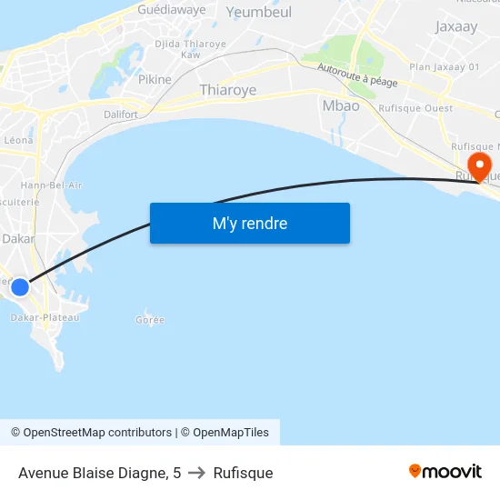 Avenue Blaise Diagne, 5 to Rufisque map