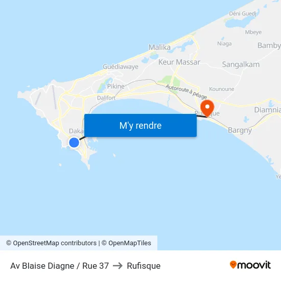 Av Blaise Diagne / Rue 37 to Rufisque map