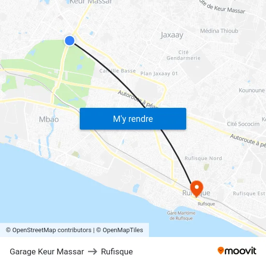 Garage Keur Massar to Rufisque map