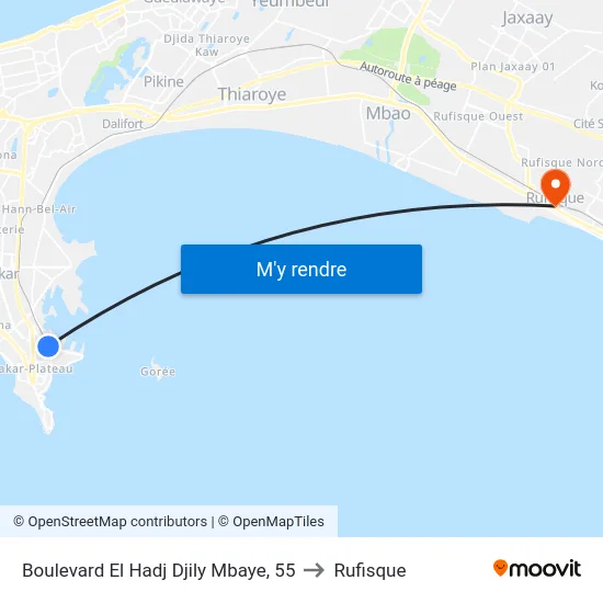 Boulevard El Hadj Djily Mbaye, 55 to Rufisque map