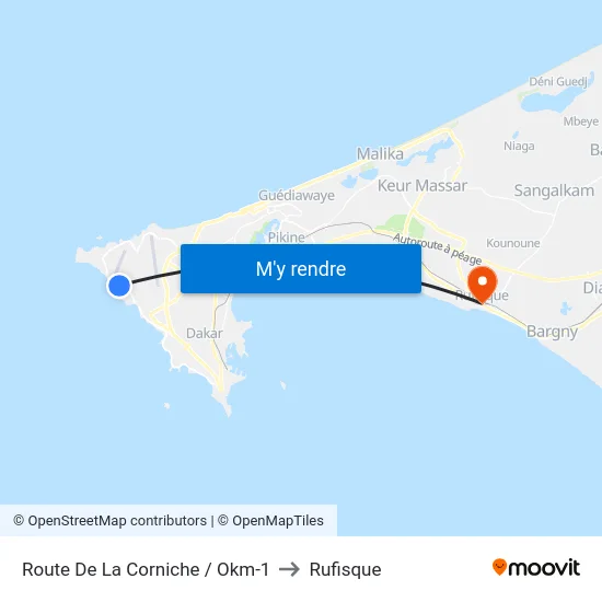Route De La Corniche / Okm-1 to Rufisque map