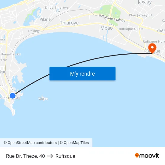 Rue Dr. Theze, 40 to Rufisque map