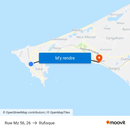 Ruw Mz 56, 26 to Rufisque map