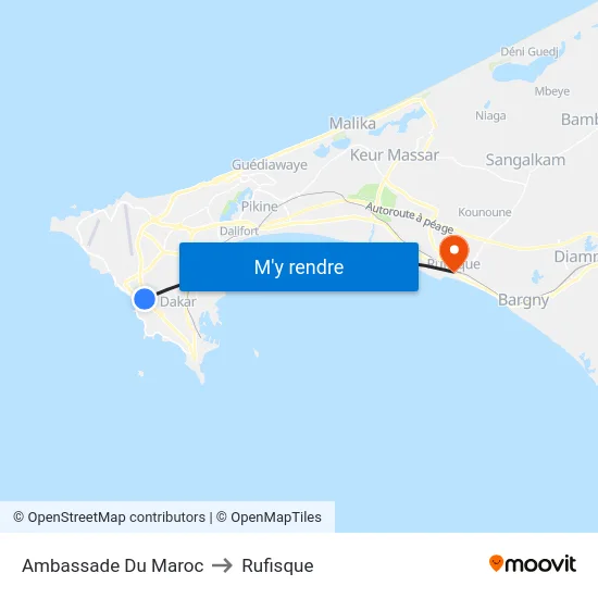 Ambassade Du Maroc to Rufisque map