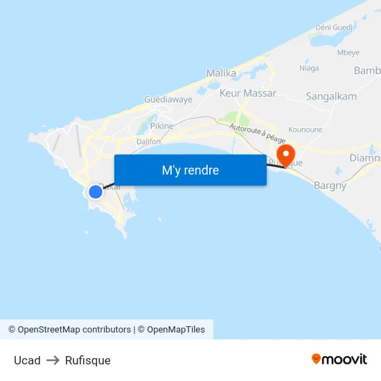 Ucad to Rufisque map
