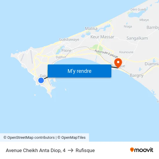 Avenue Cheikh Anta Diop, 4 to Rufisque map