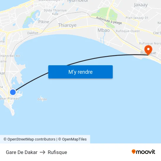 Gare De Dakar to Rufisque map