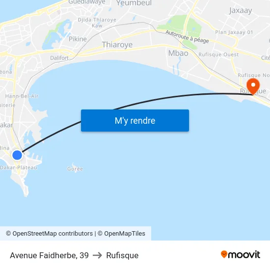 Avenue Faidherbe, 39 to Rufisque map