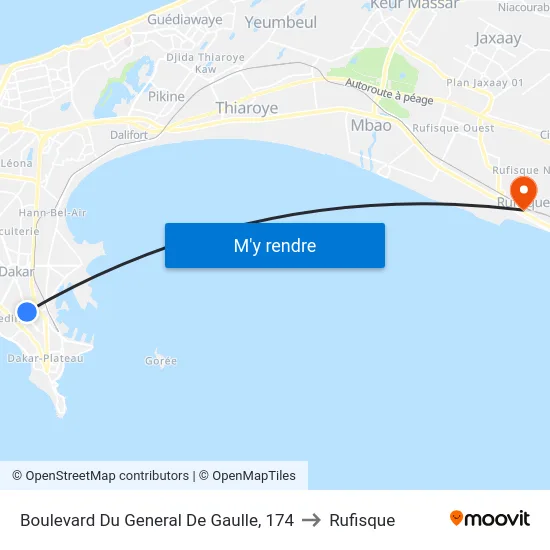 Boulevard Du General De Gaulle, 174 to Rufisque map